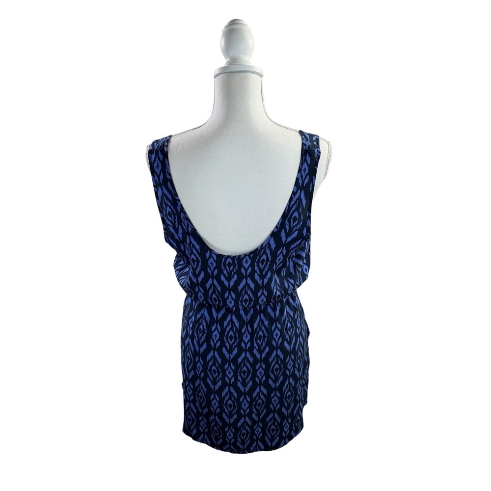 GAP Women's Blue Ikat Pattern Scoop Neck Sleeveless Tie Waist‎ Mini Dress Size M - Picture 2 of 8